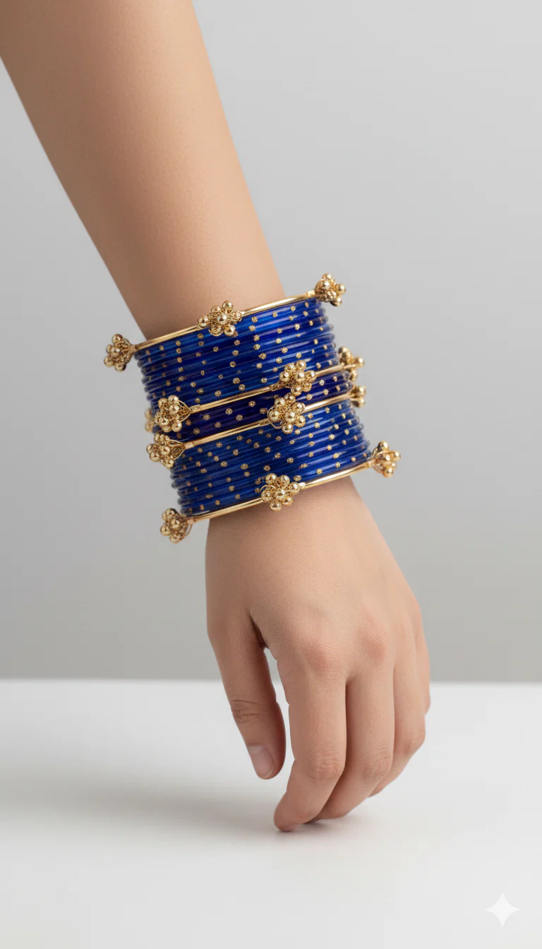 Viral Kashmiri Bangles(Golden Blue)
